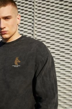 Kaotiko CREW WASHED PHARAOH UNISEX - Sweatshirt - Black -Kaotiko || Fire And Glory Populaire Magasin 032748f3d51444ad9f5fa11448fd38f2