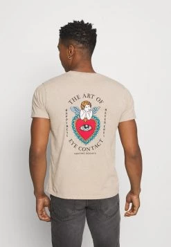 Kaotiko EYES TALK UNISEX - T-Shirt Print - Stone