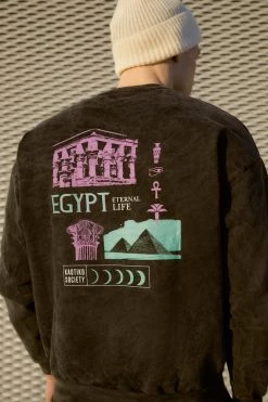 Kaotiko CREW WASHED PALM VIBES UNISEX - Sweatshirt - Black -Kaotiko || Fire And Glory Populaire Magasin d0081804454b4d5a8c1ed974c4f84bbd