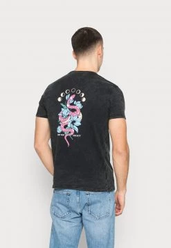 Kaotiko - Unisex WASHED COSMIC SNAKE - T-Shirt Print - Black